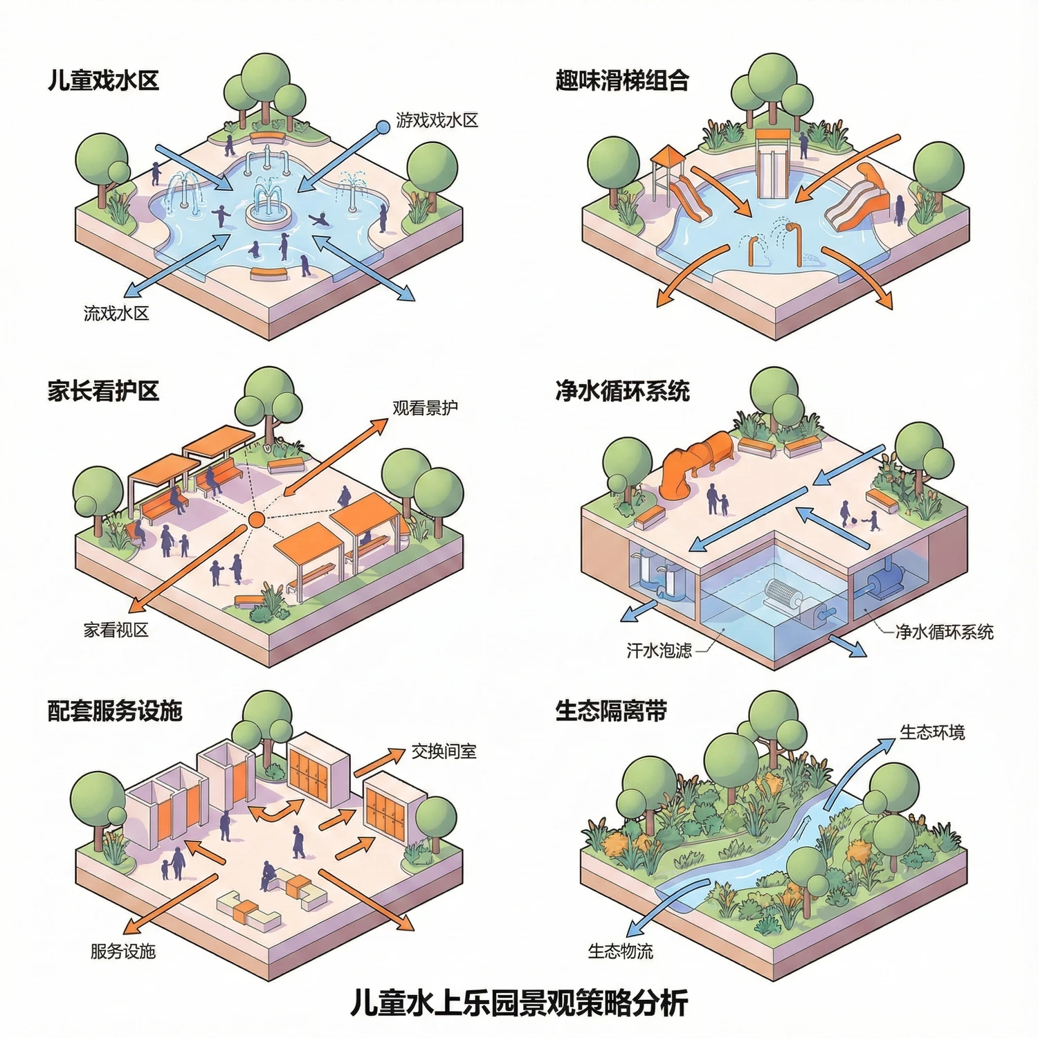 景观节点分析图插画风-矩阵
