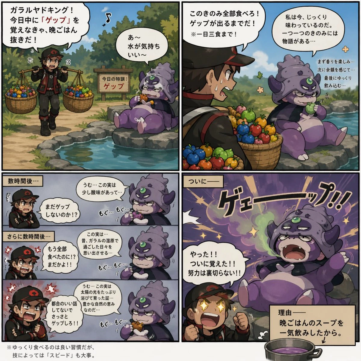 宝可梦漫画:呆壳兽吃浆果学技能