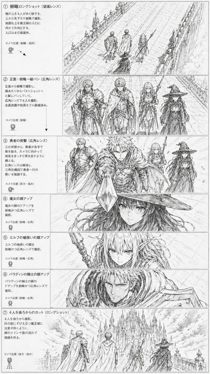 奇幻冒险漫画分镜草图