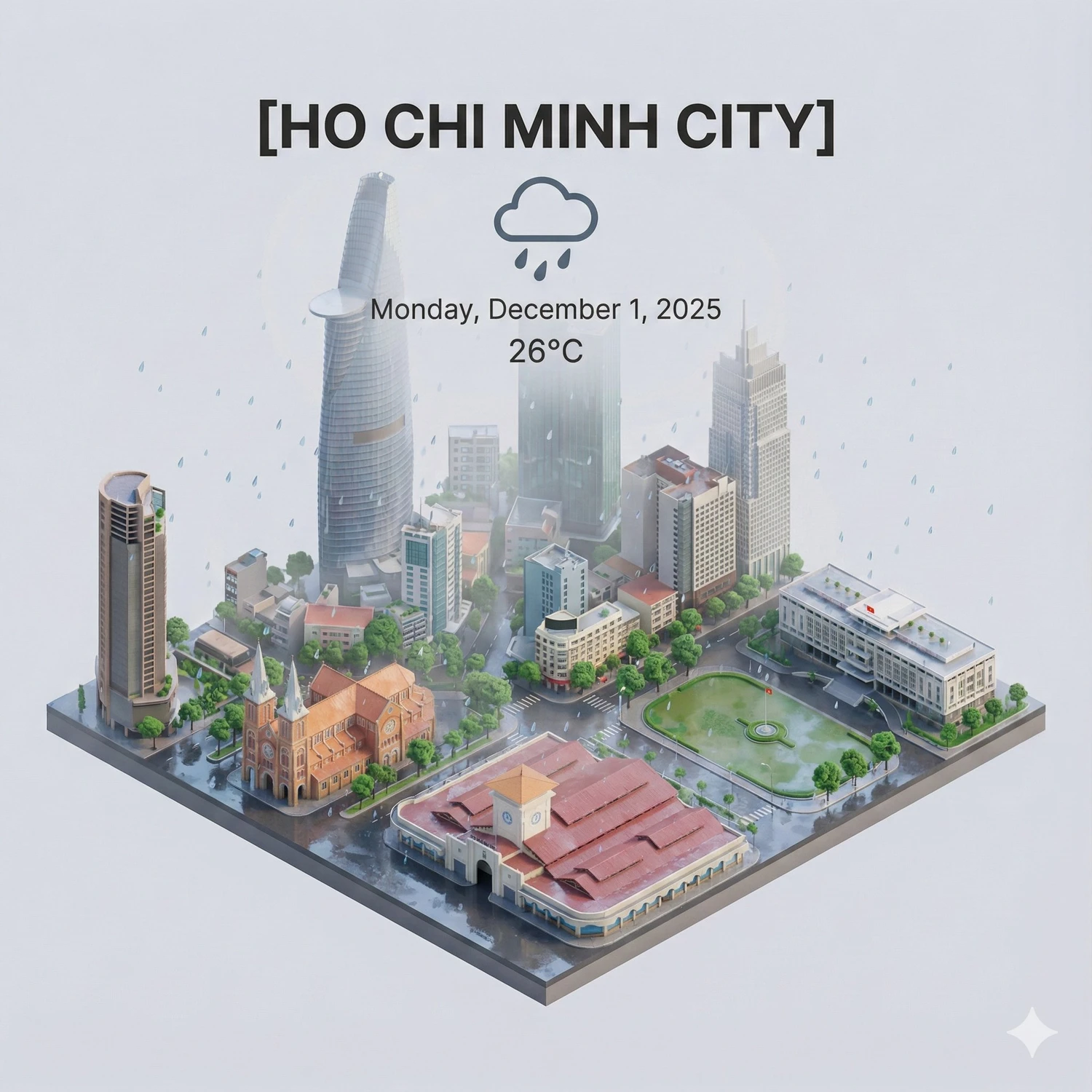 3D卡通天气城市景观