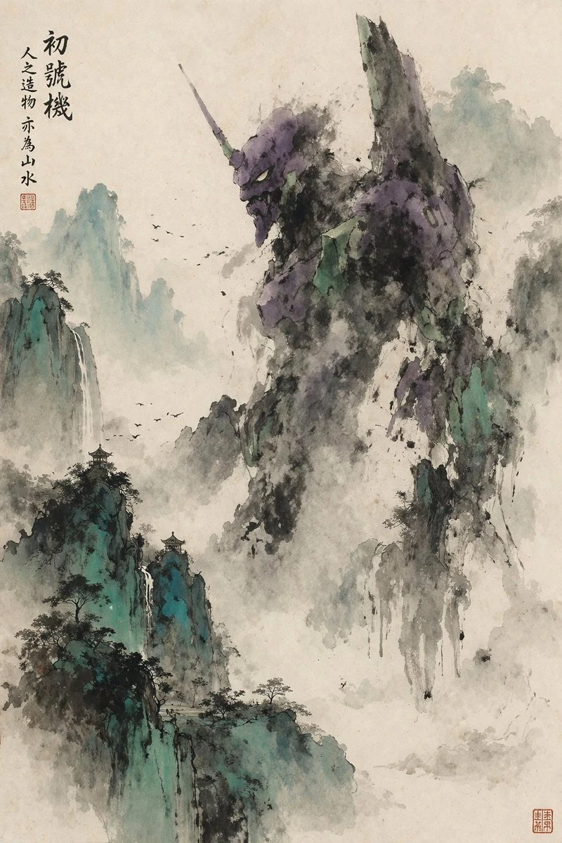初号机水墨山水