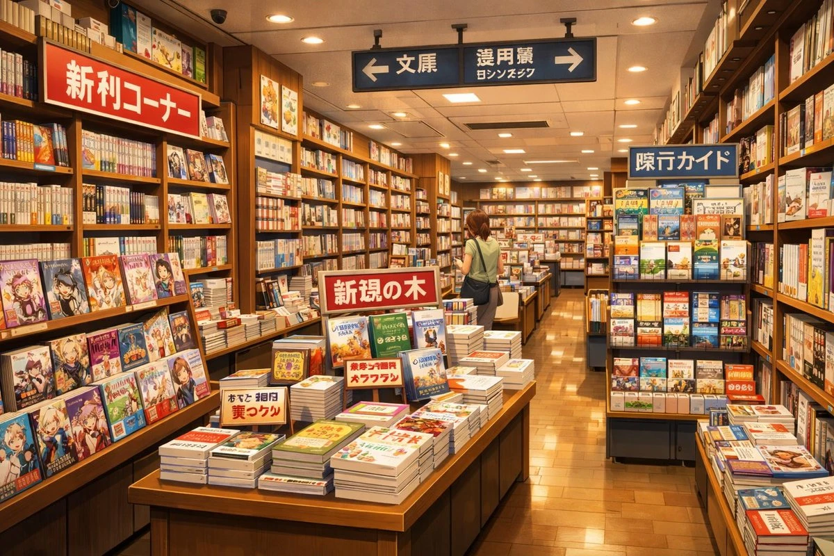 日本书店内部场景
