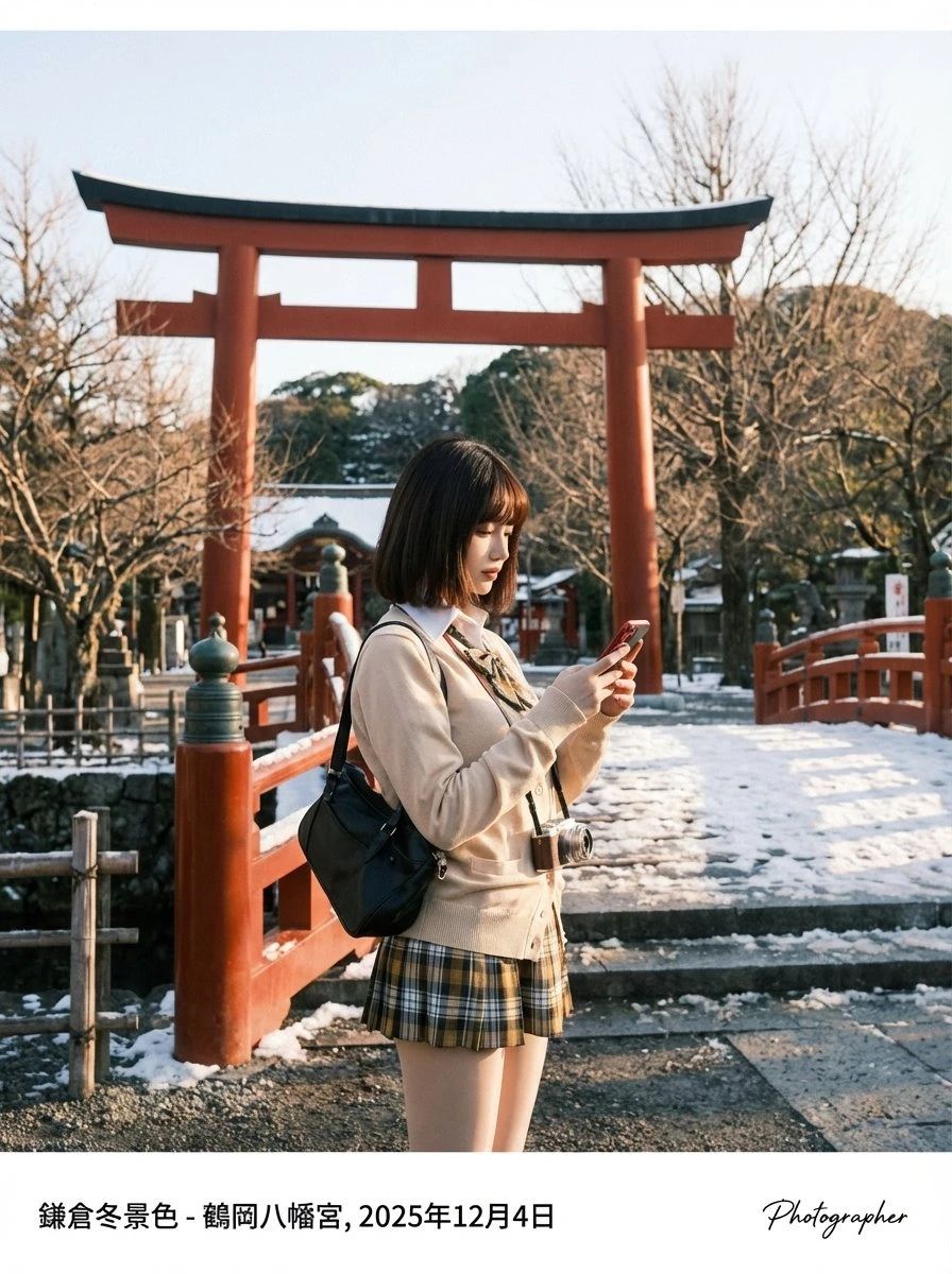 镰仓冬日神社少女写真