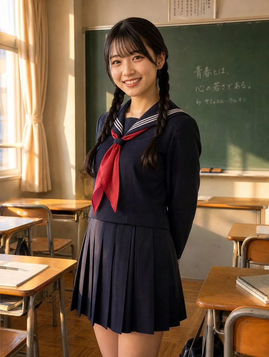 日系校园少女教室人像摄影