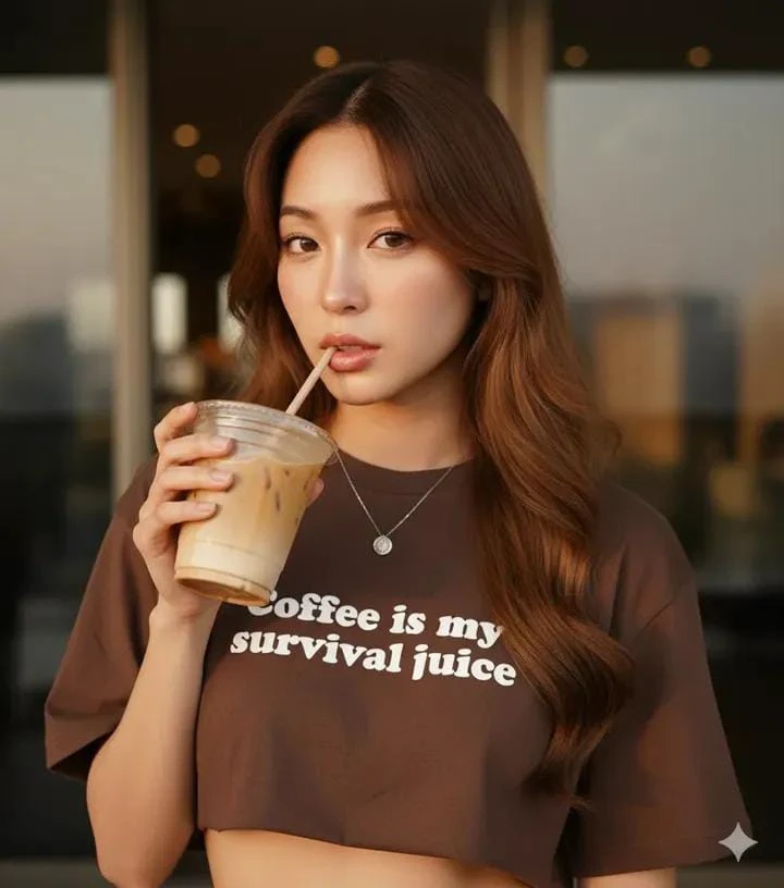 咖啡少女的黄金时刻自拍
