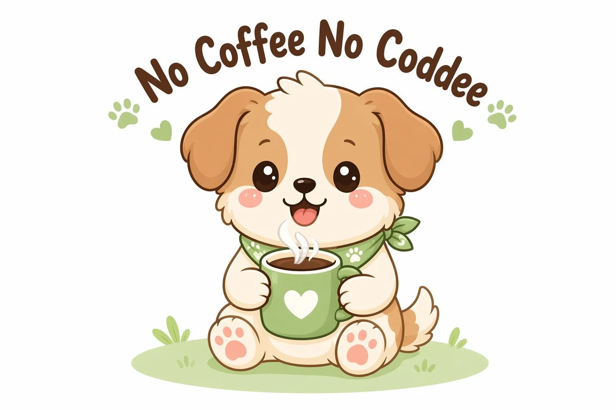 可爱小狗咖啡插画