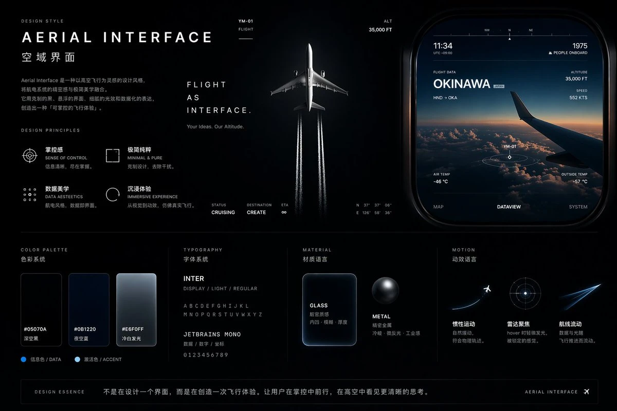 航空风格UI设计系统概念板