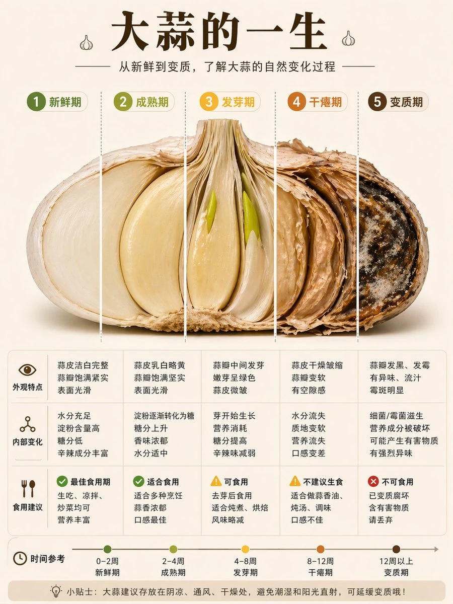 大蒜从新鲜到变质的一生