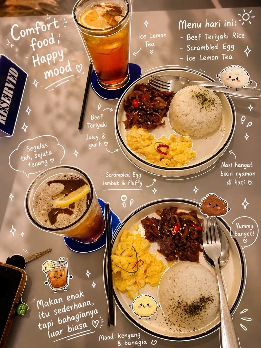 美食摄影贴纸与手写文字装饰
