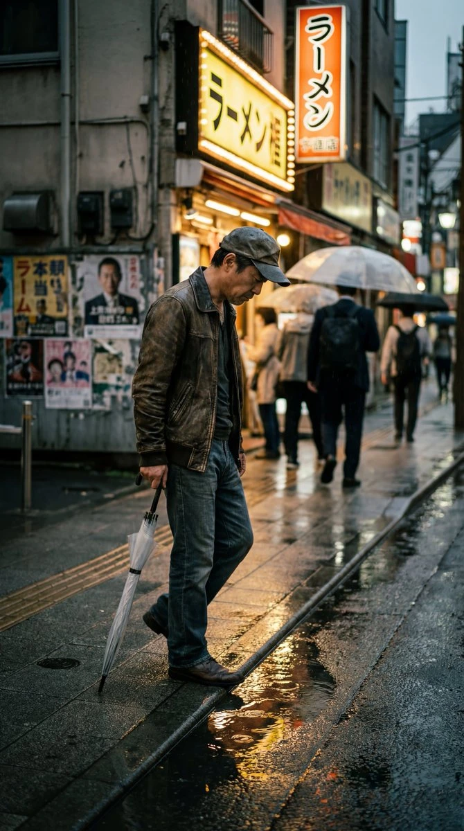 雨夜街头真实人文摄影捕捉