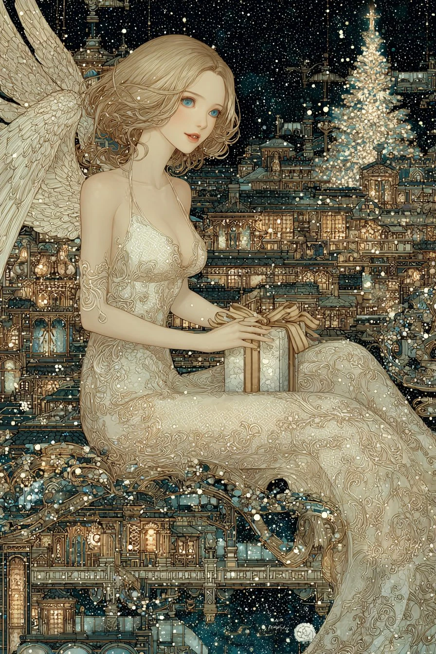 天使圣诞夜俯瞰奇幻城