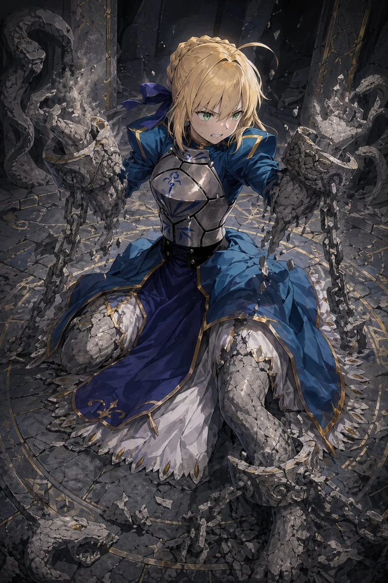 黑暗奇幻风格金发女骑士石化插画