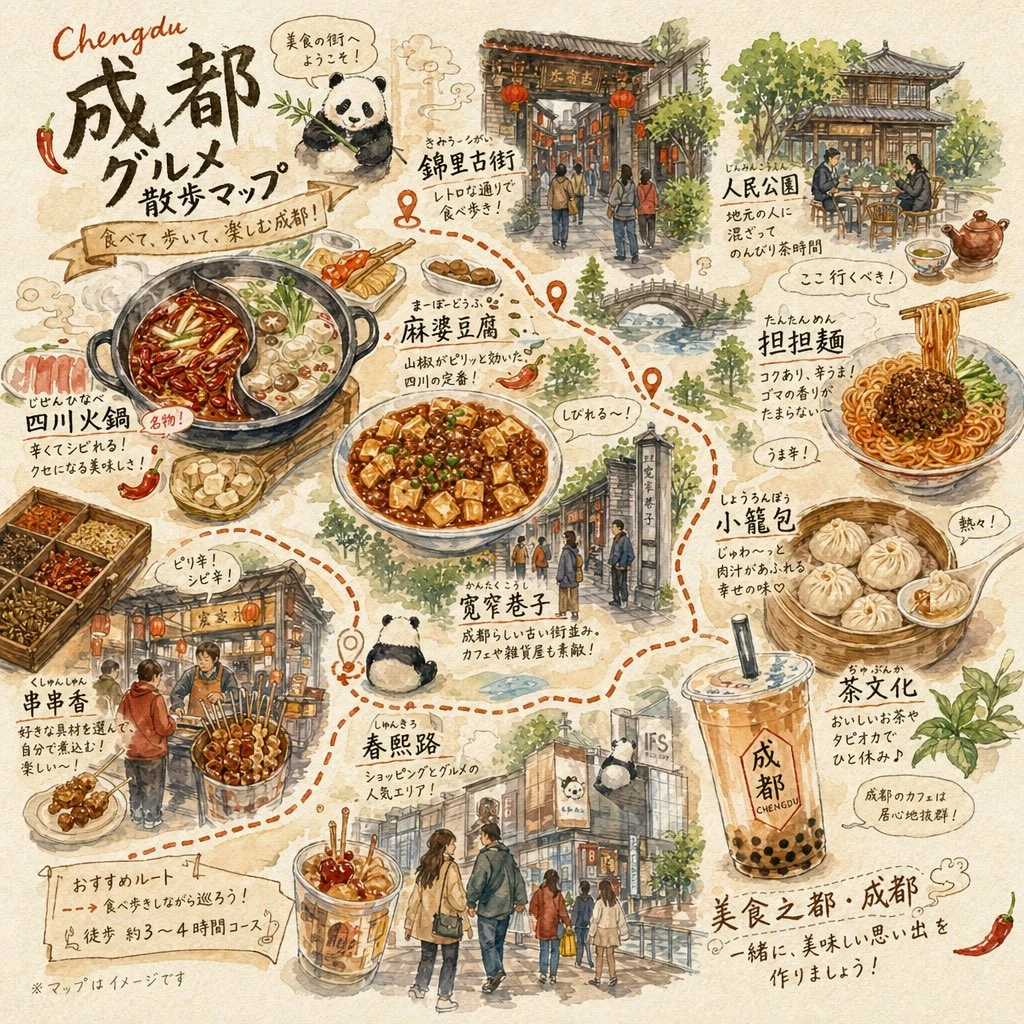 成都美食散步手绘地图