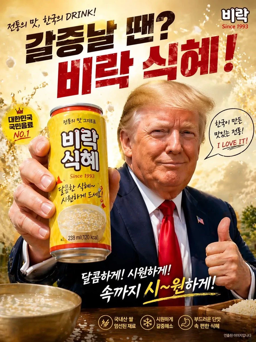 特朗普代言韩式饮料海报