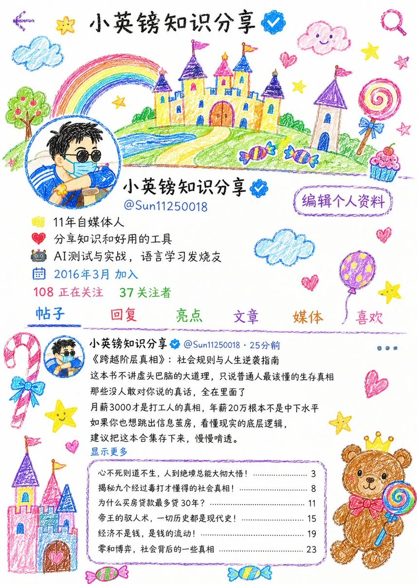 蜡笔画风格儿童插画