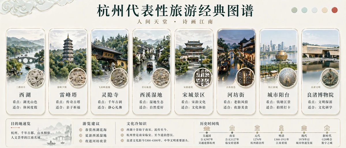 杭州代表性旅游经典图谱