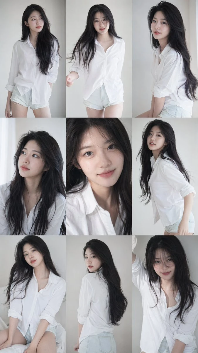 九宫格韩系女团写真