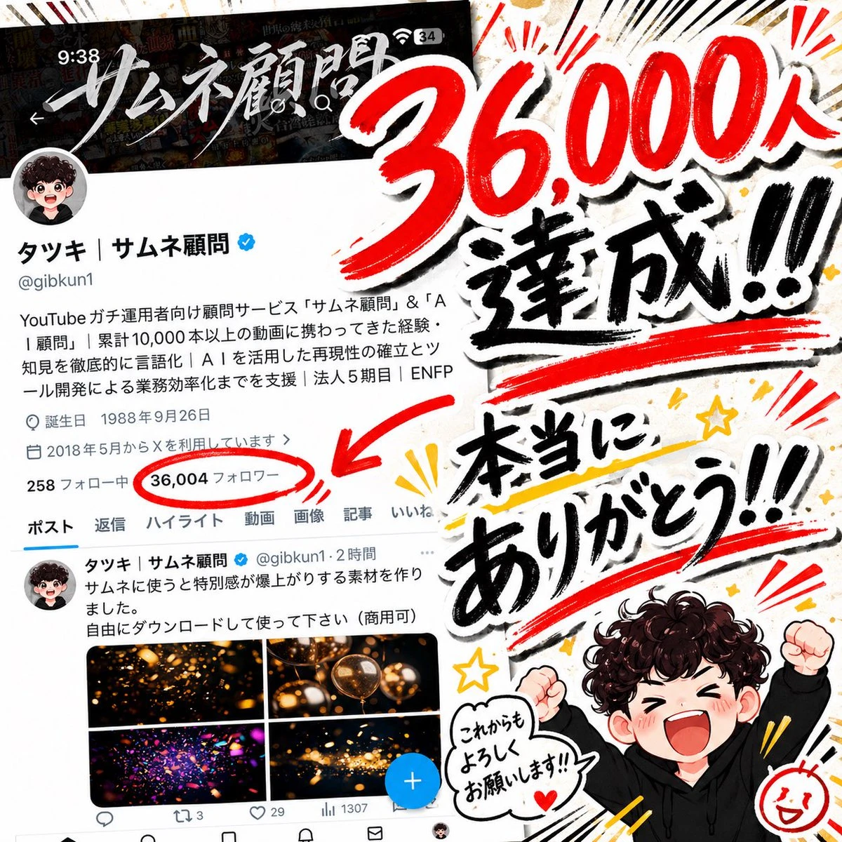 庆祝粉丝达成36000人
