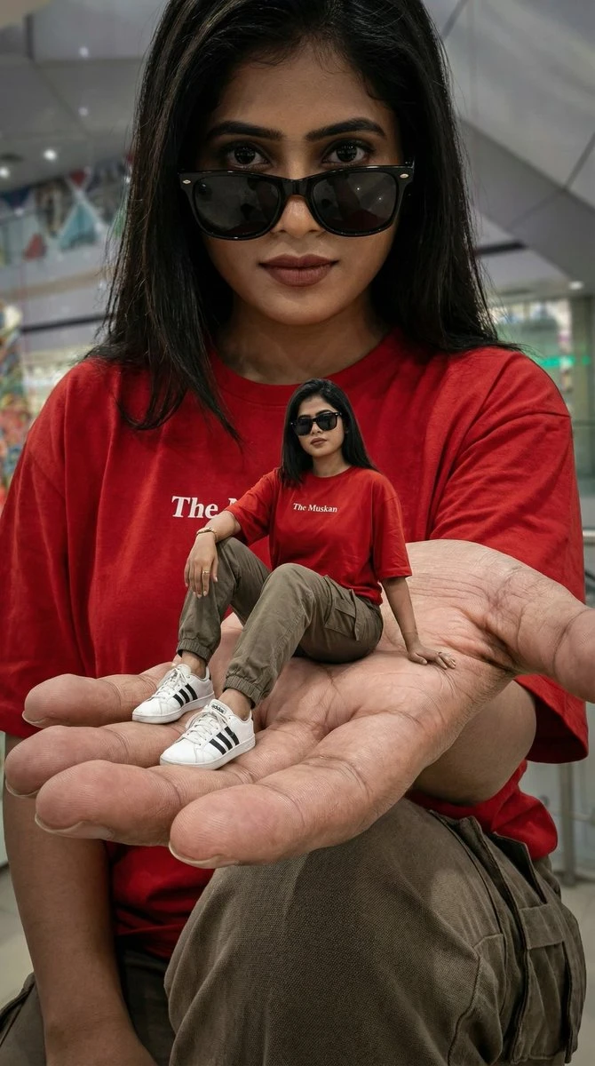 巨手托小人创意摄影构图