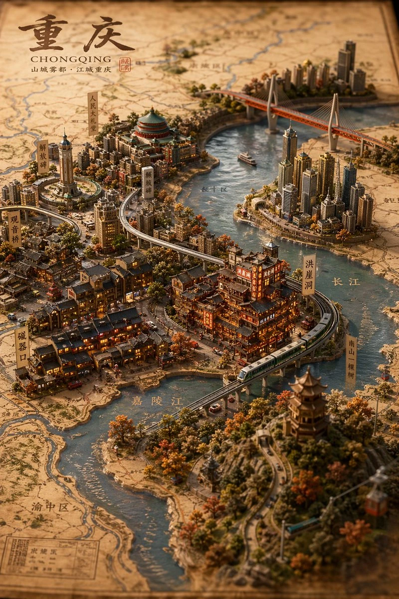 重庆微缩模型地图