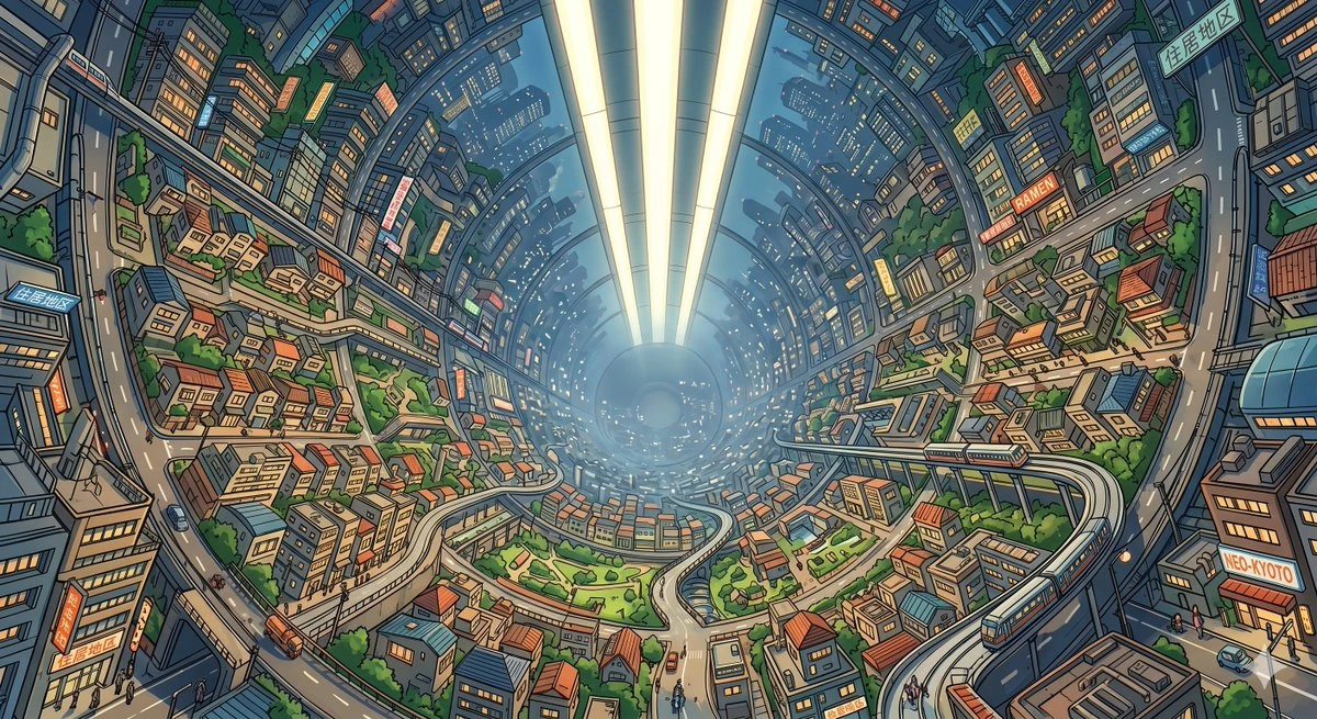 奥尼尔圆柱内日式科幻城