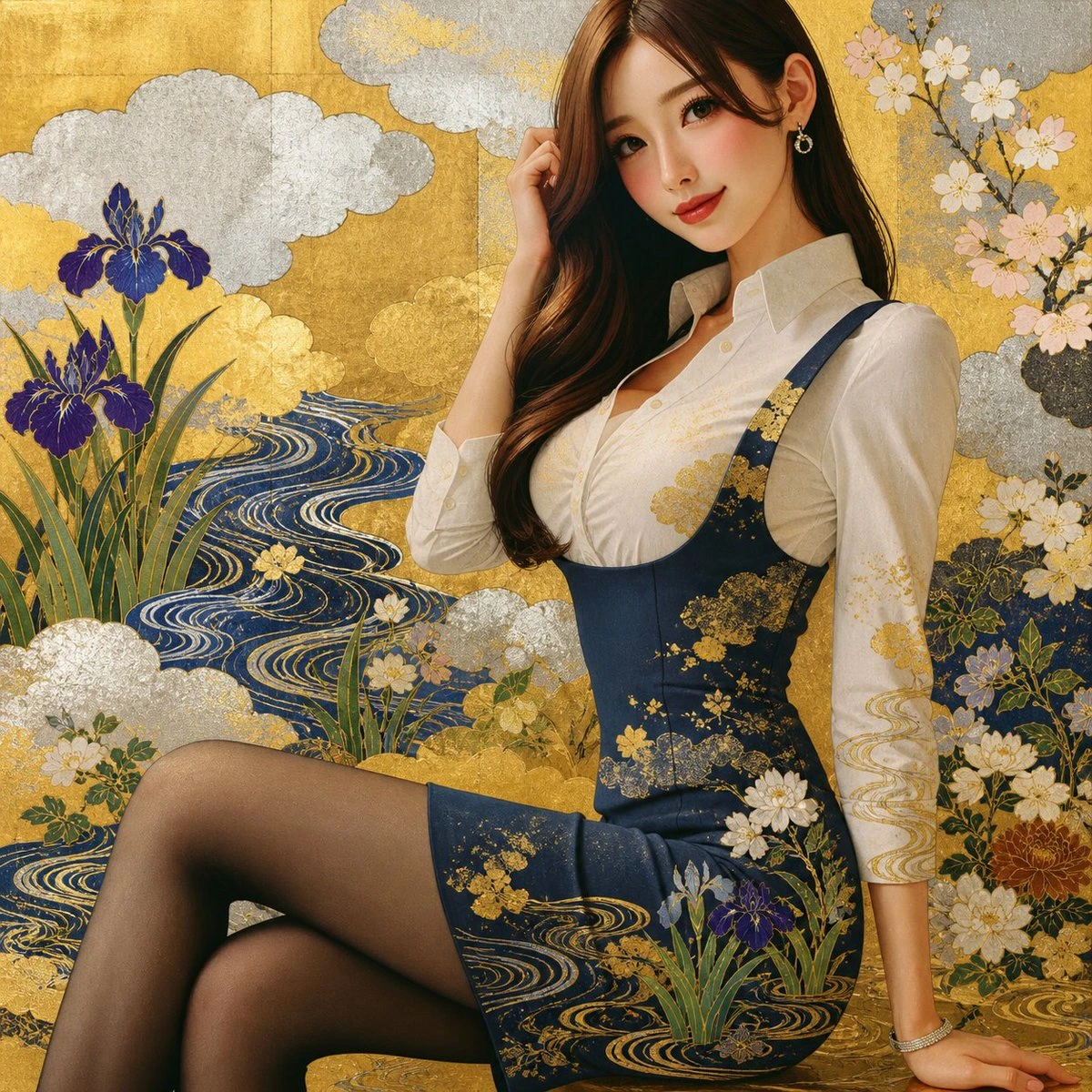 金屏屏风风格女性