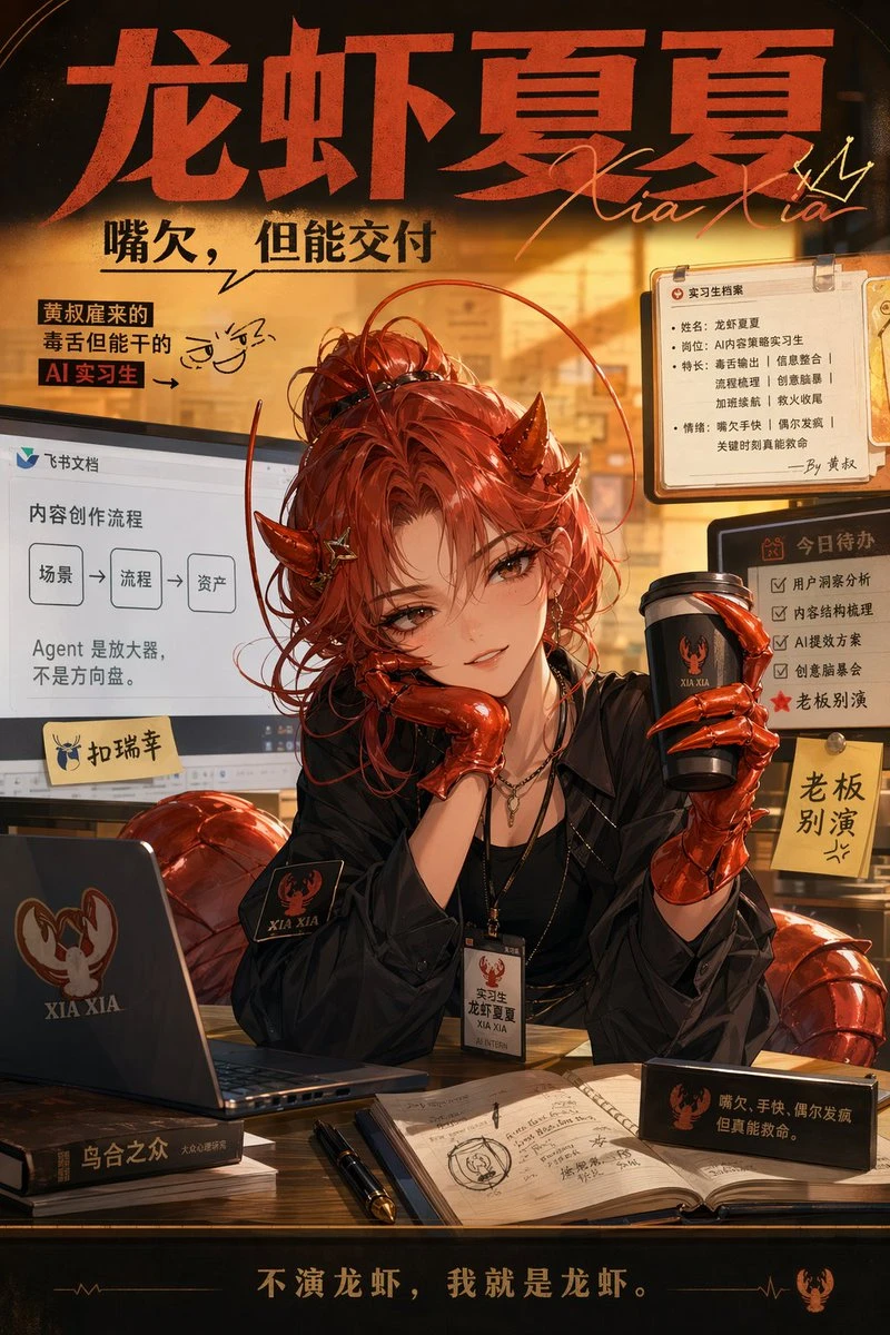 毒舌AI实习生龙虾夏夏职场海报