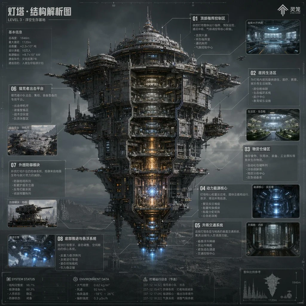 灯塔浮空基地结构解析图