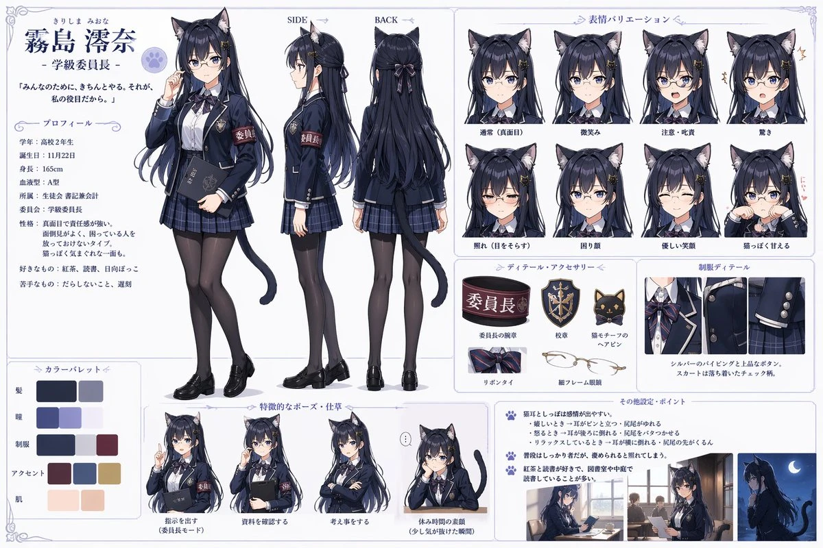 雾岛澪奈角色设定参考图