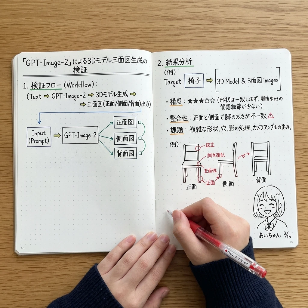 GPT-Image-2生成3D模型三面图验证