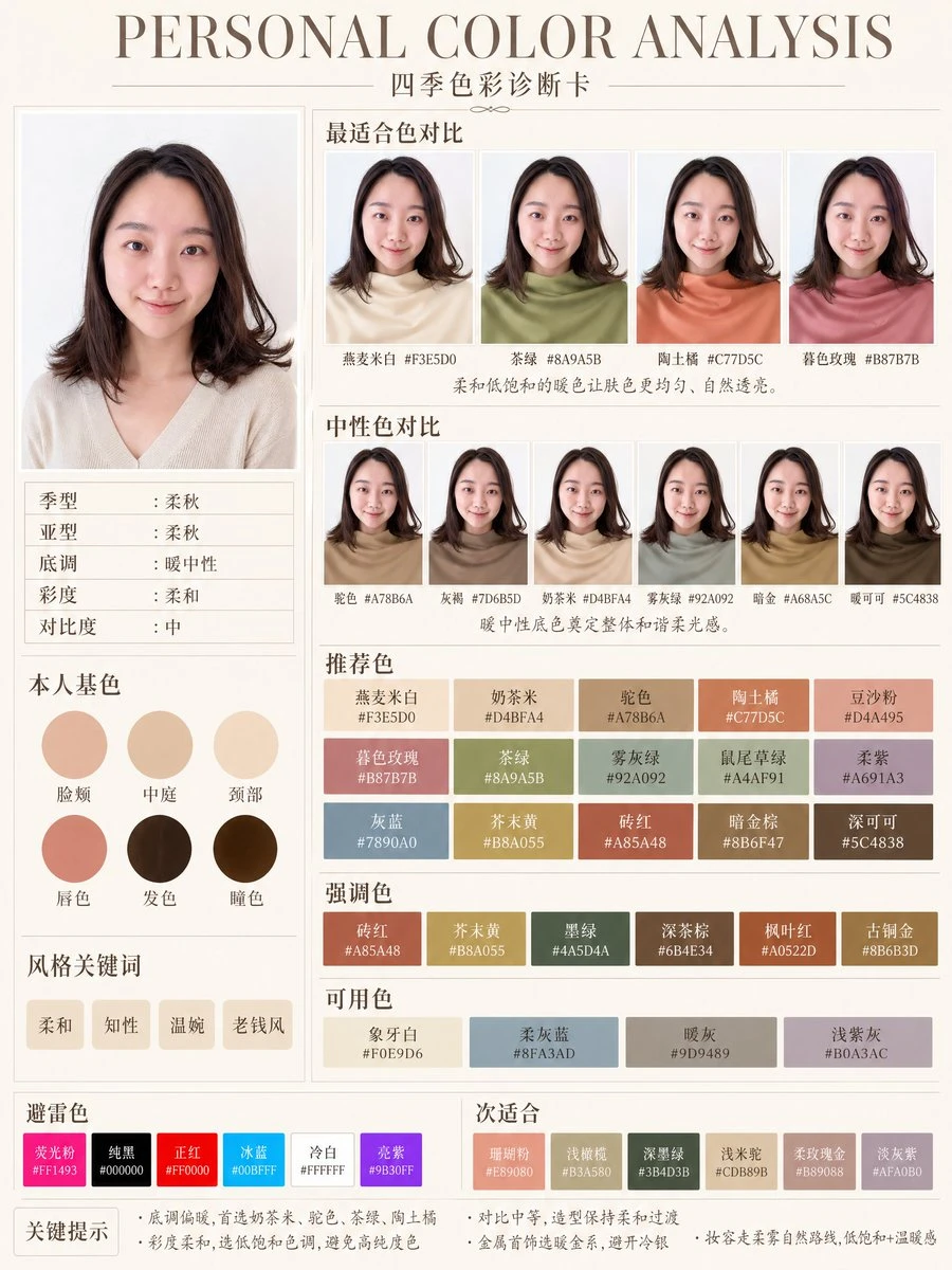 个人色彩分析诊断卡