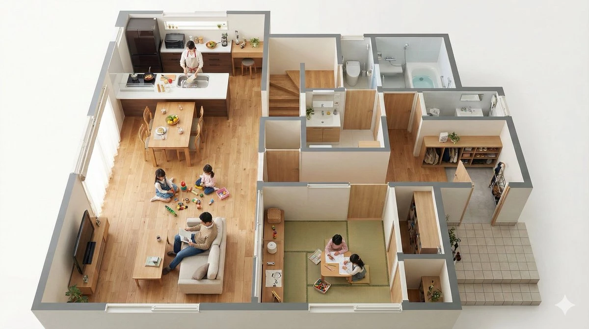 家庭生活场景3D户型图