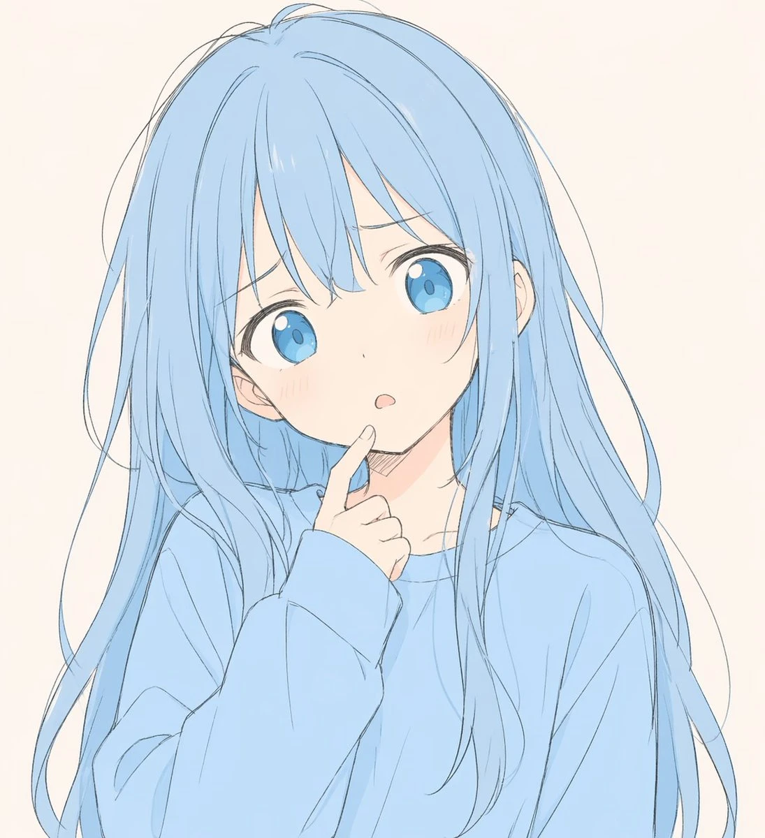 日系蓝发少女头像