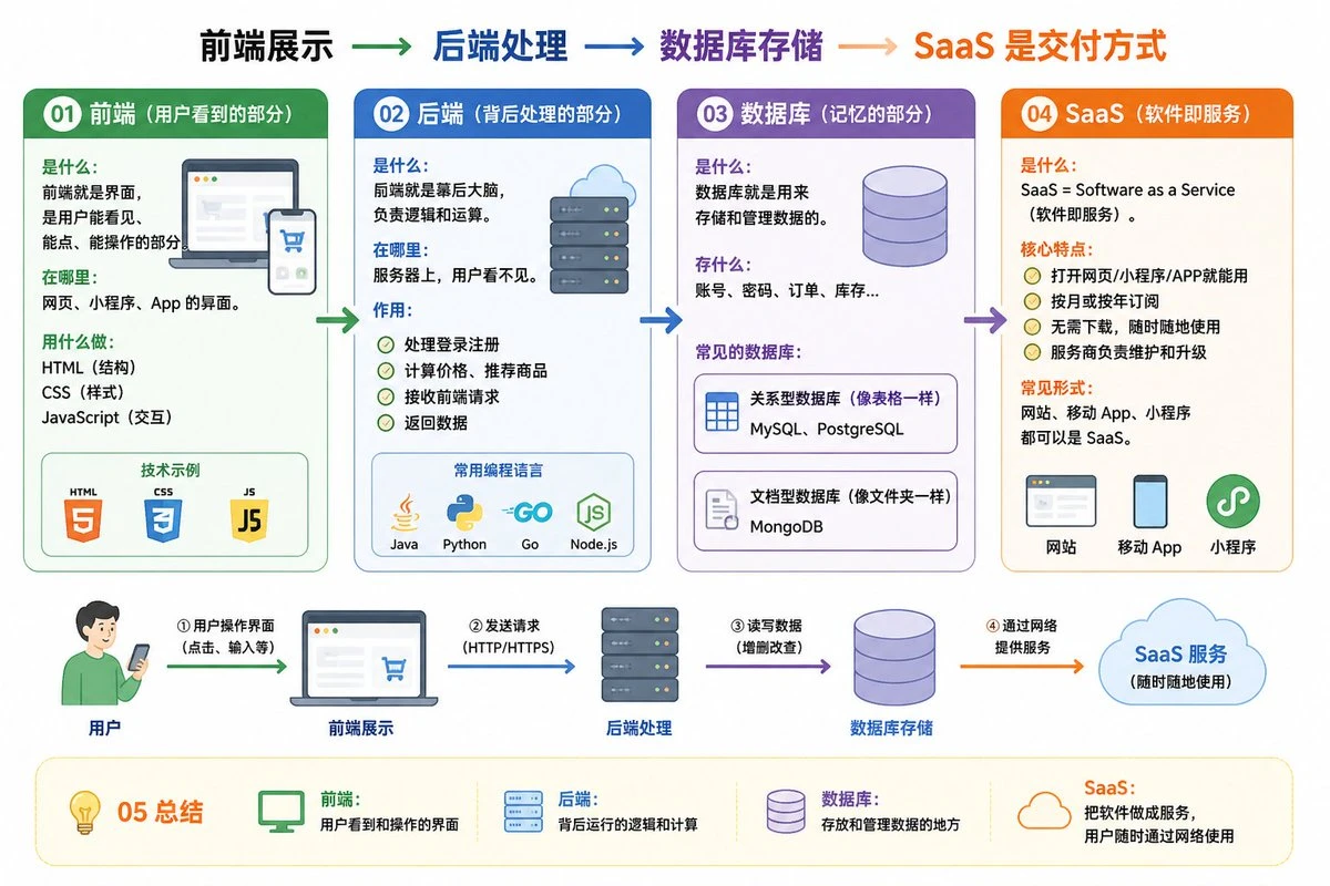 前端后端数据库与SaaS