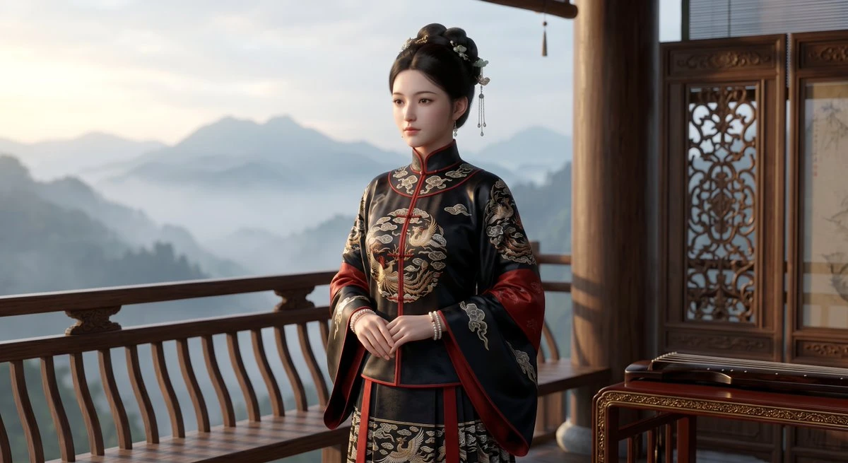 古风武侠女子晨景CG