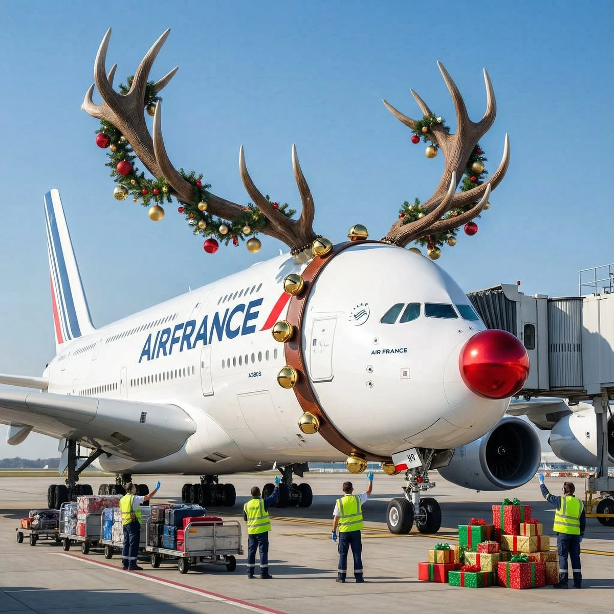 圣诞主题空客A380彩绘机