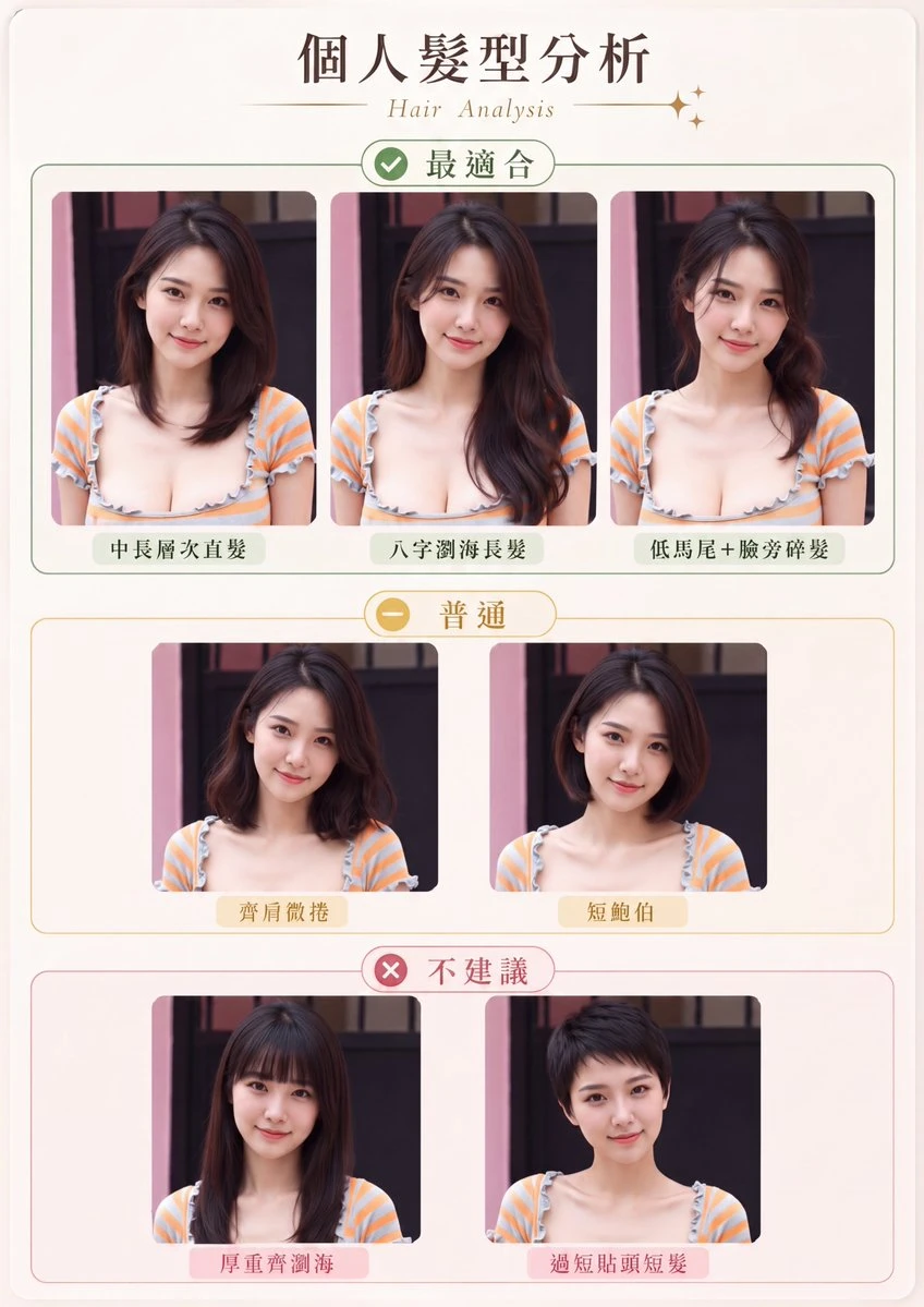 高質感個人髮型分析圖卡