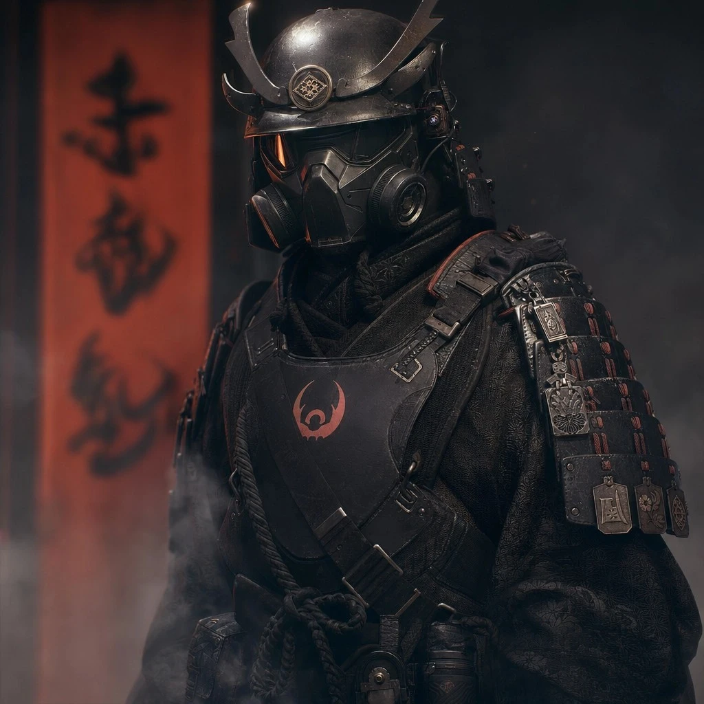 赛博朋克暗黑武士电影级肖像