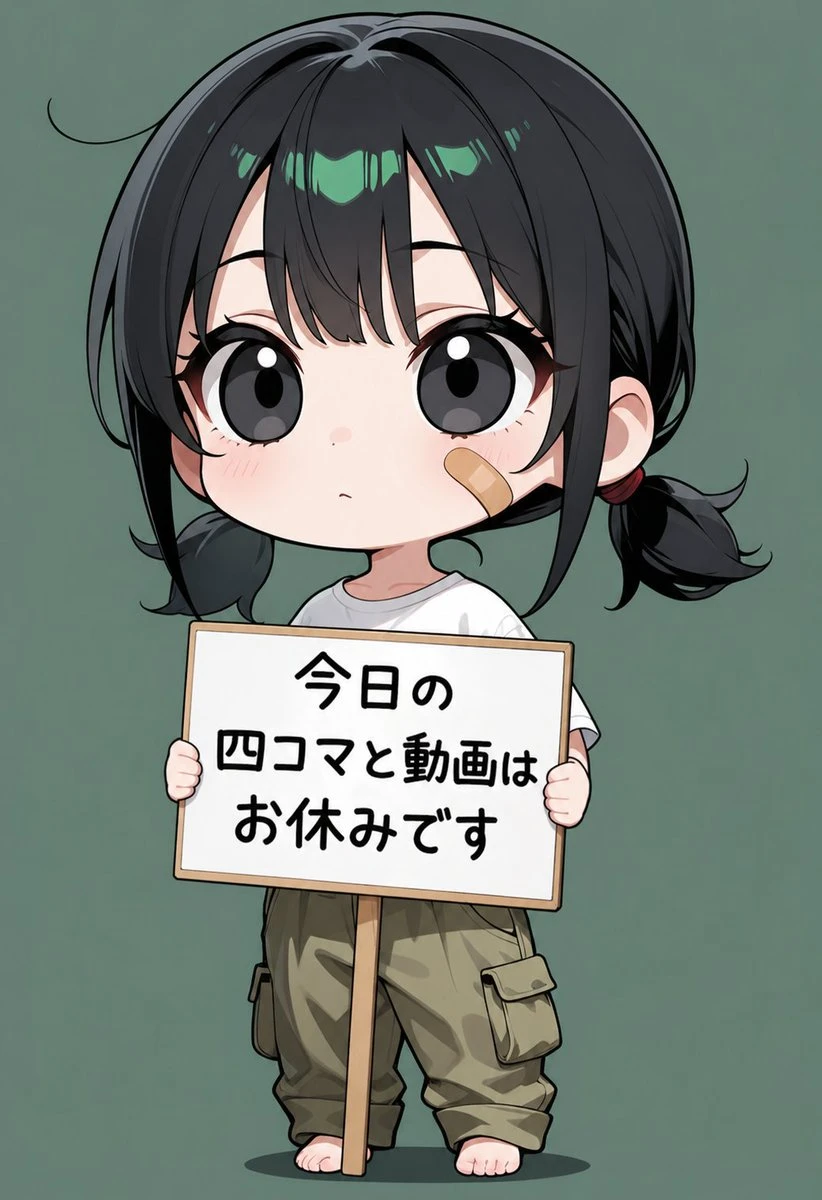 动漫角色举牌公告休息