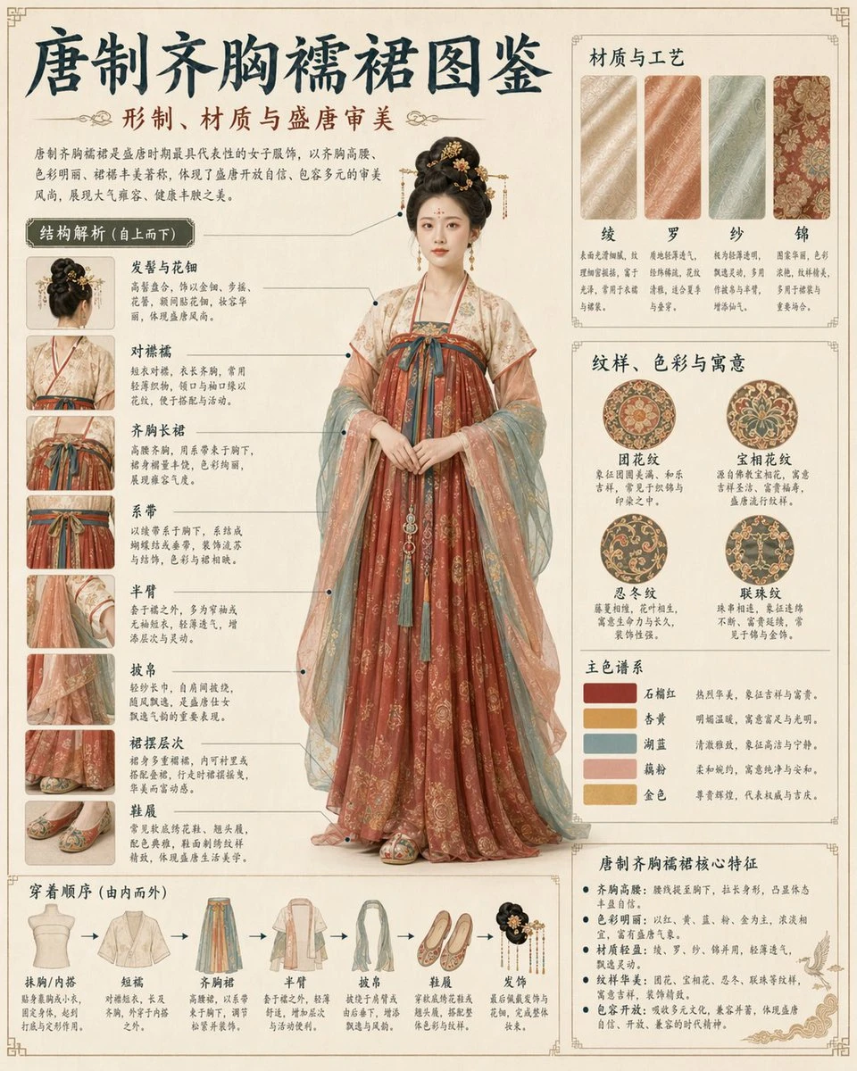 唐制齐胸襦裙形制图鉴