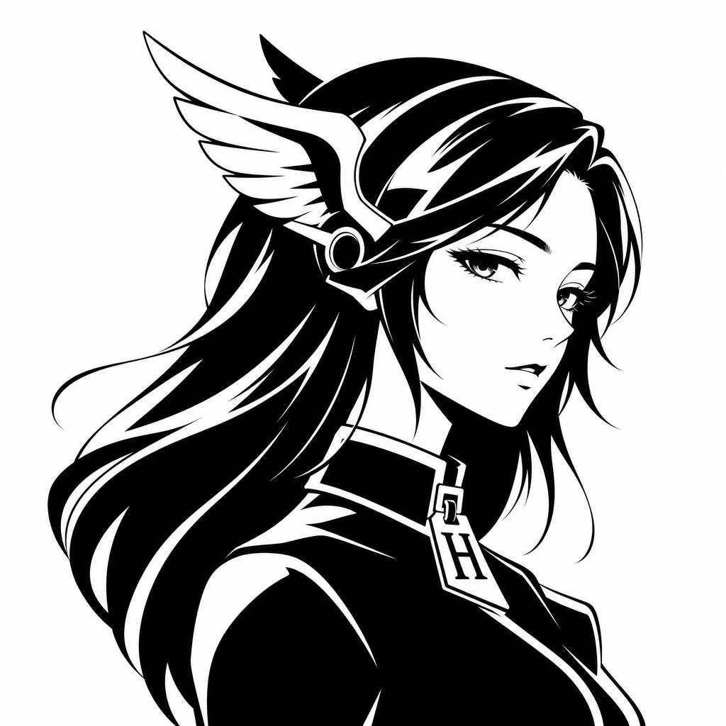 黑白矢量动漫女神头像
