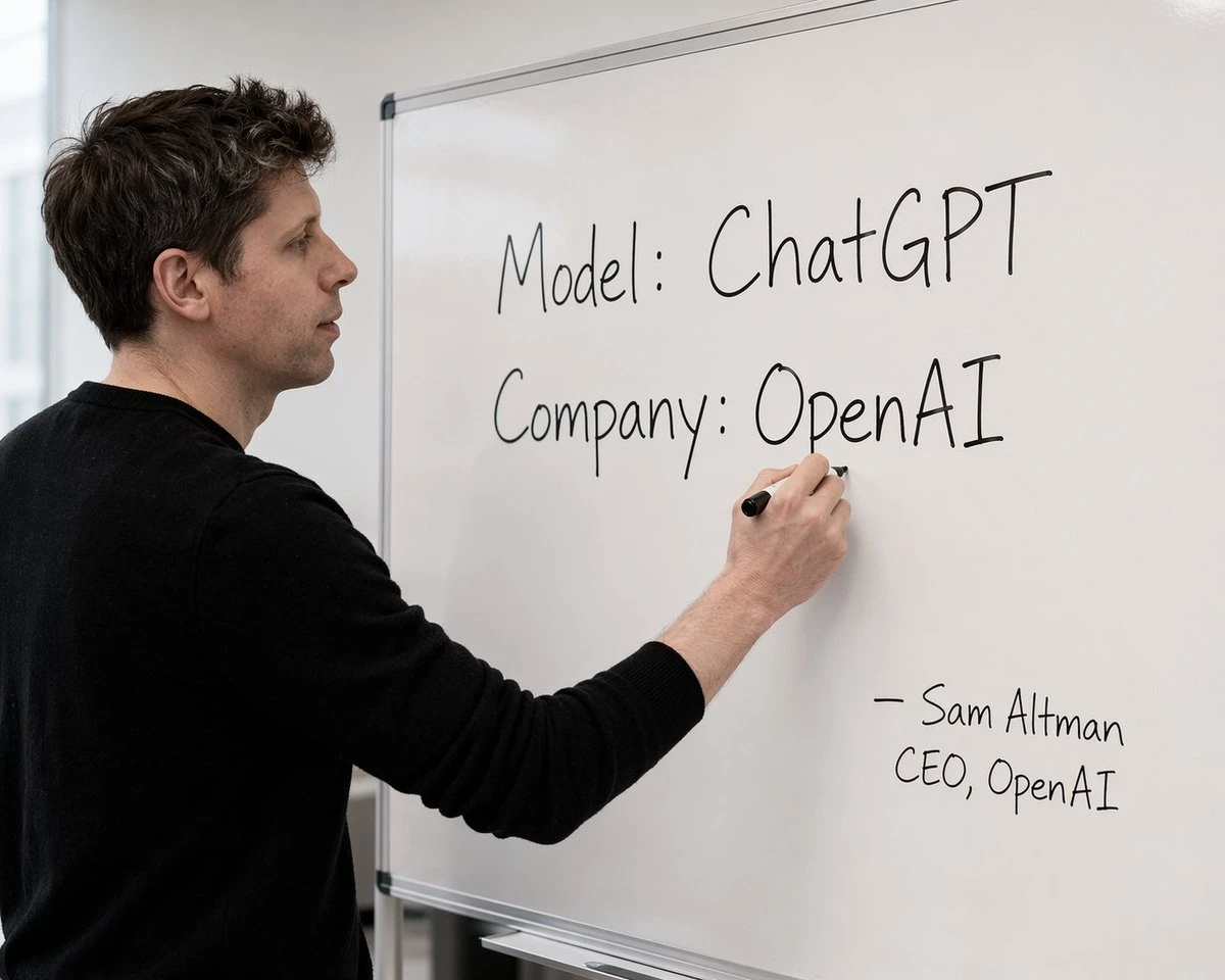 Sam Altman在白板前书写ChatGPT