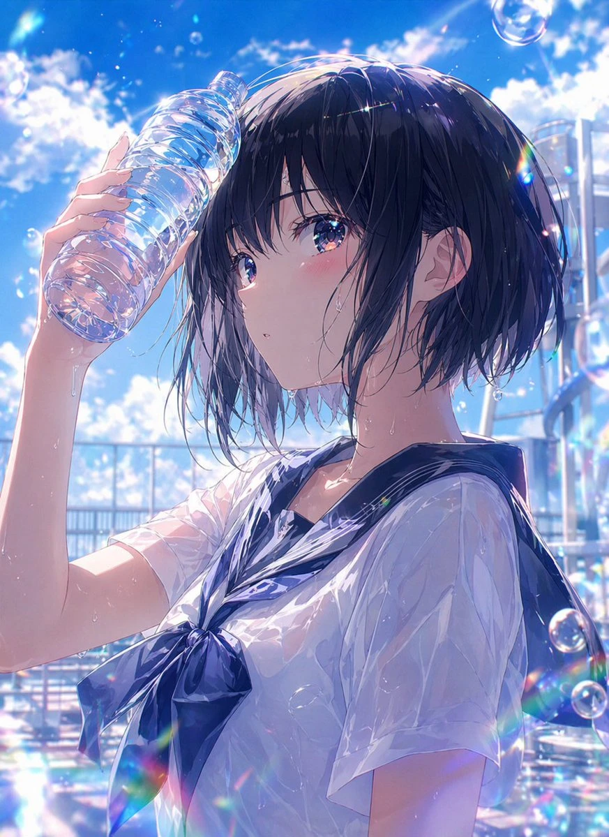 夏日清凉短发少女
