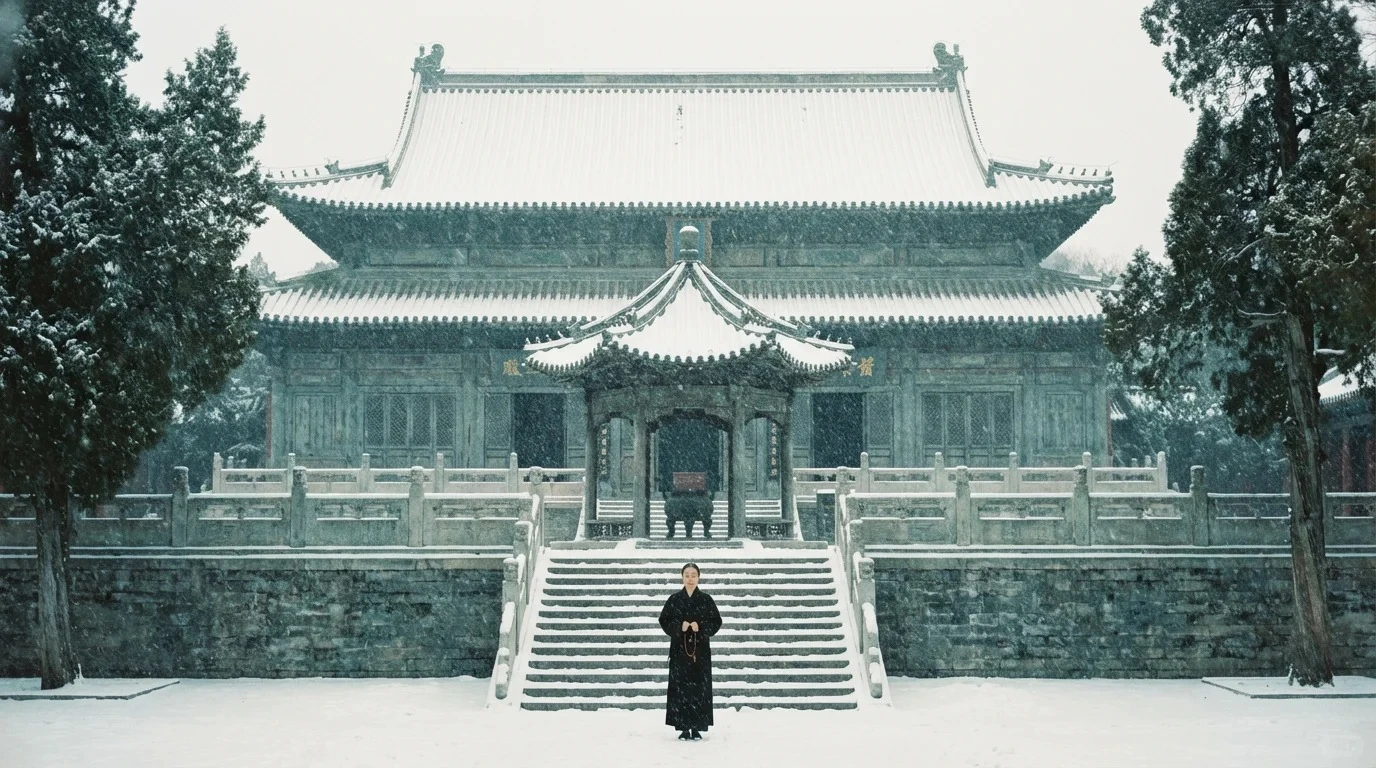 中式禅意雪景效果图